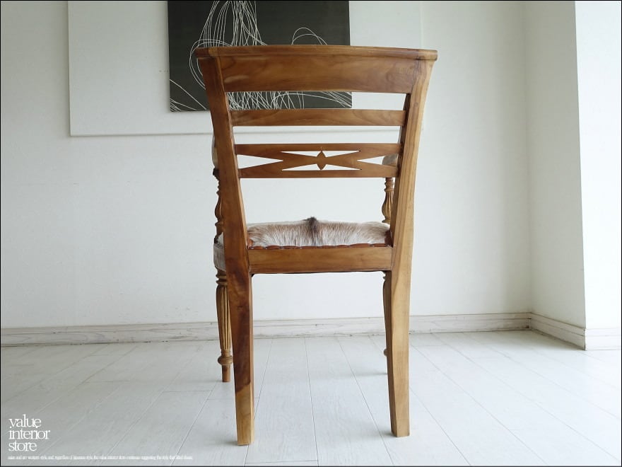 チーク無垢 ダイニングチェア 革張り 肘掛け椅子 アンティーク 【公式