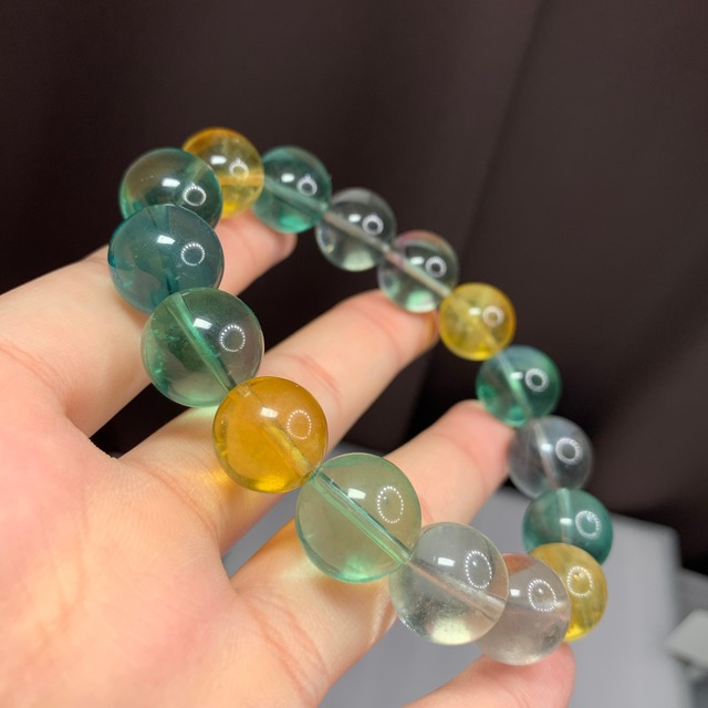 b210 グリーン×イエローフローライトブレスレット