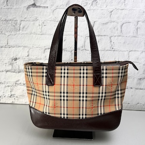 【最終処分SALE】BURBERRY チェック  ハンドバッグ ベージュ A-11395