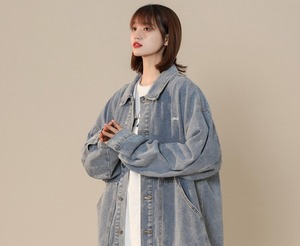 【韓国ファッション】カジュアル デニム ツーリングシャツメンズジャケット Gジャン オーバーサイズ