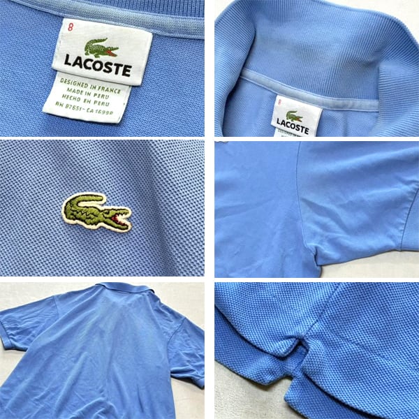 1点物◇ラコステLACOSTE水色ブルー半袖ポロシャツ古着8メンズXXL