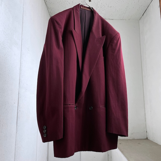 1980s COMME des GARÇONS HOMME wool gabardine Bordeaux color tailored jacket 田中オム コムデギャルソンオム ジャケット