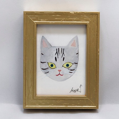 森邦保作品 猫のジクレー版画 （額装込み）F15 （キジトラ猫イメージ）