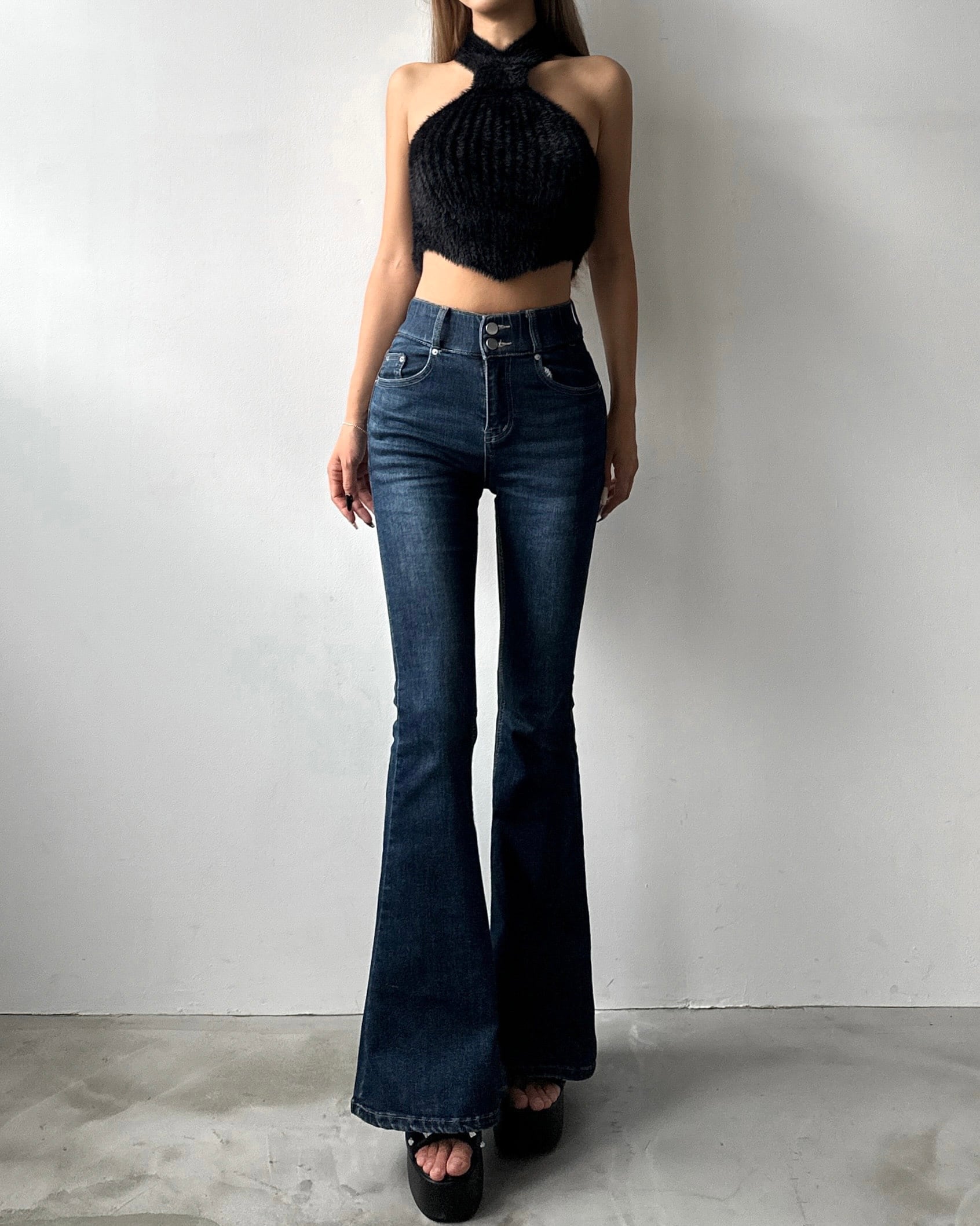 再入荷/ベージュ】SU high-waist flare denim | GIENGE［ジーアング］