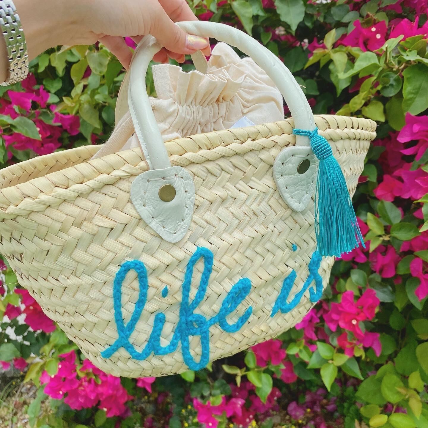 LIFE is モロッコ産レザーハンドル オリジナルかごバッグ¥8,900