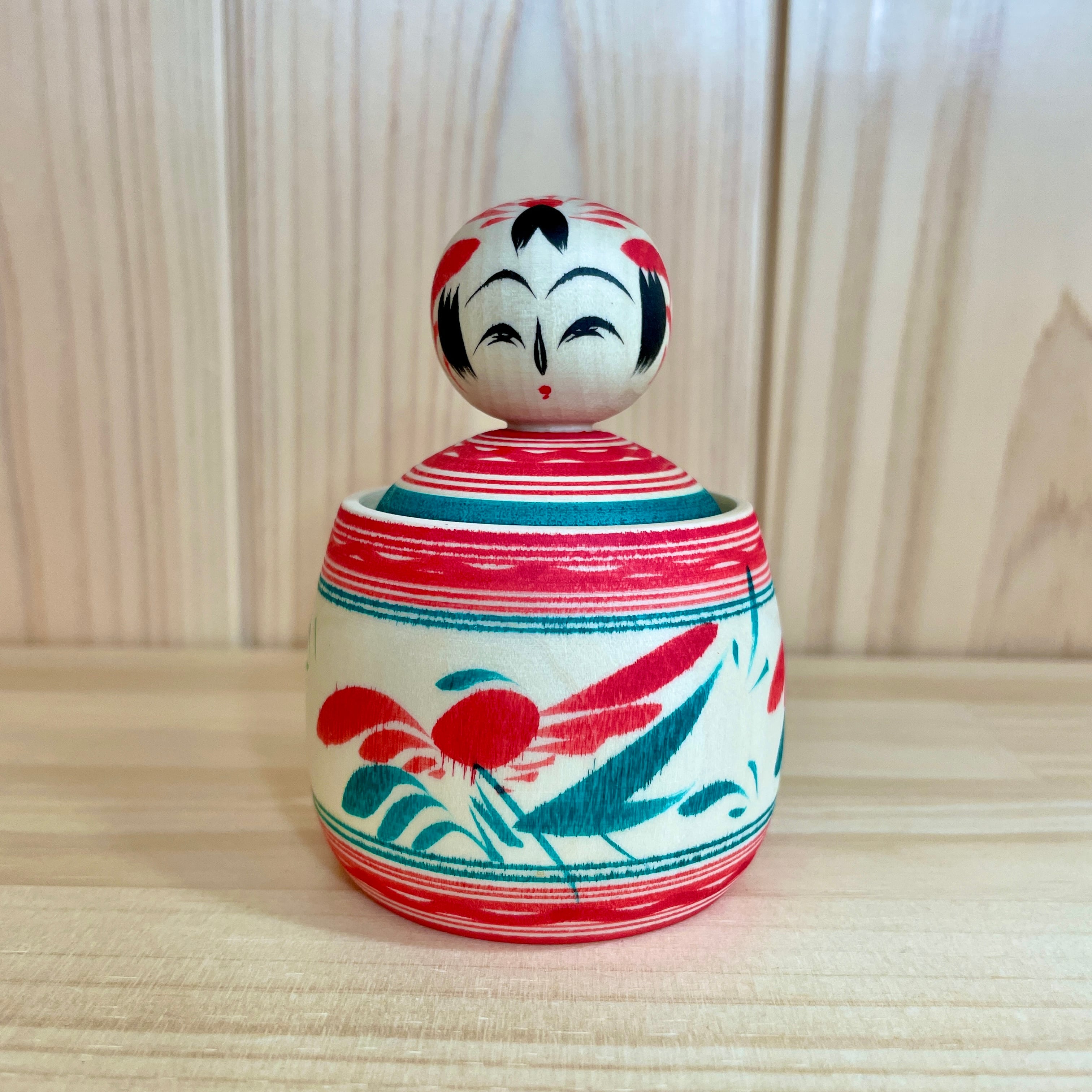 平賀輝幸工人：作並系】コマ入り えじこ こけし：10㎝ N6TeH-108