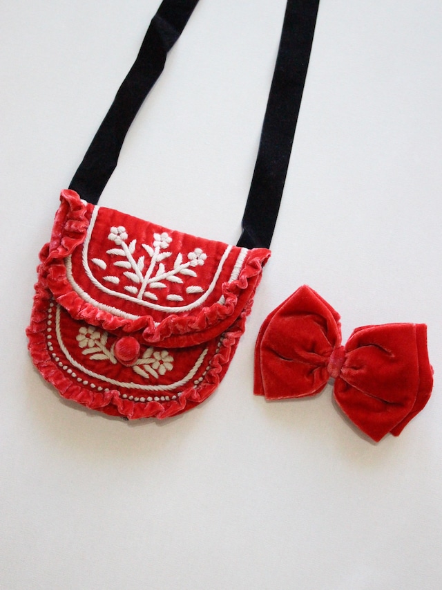 BONJOUR DIARY  POUCH BAG + HAIR CLIP Red velvet