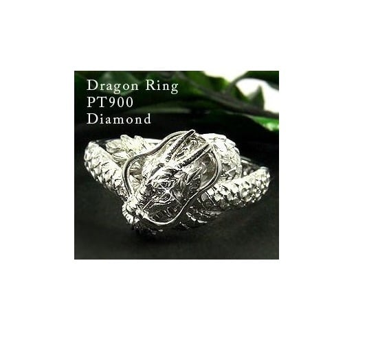 015）男性プラチナリングドラゴン龍ダイヤモンド0.01ｃｔメンズリング