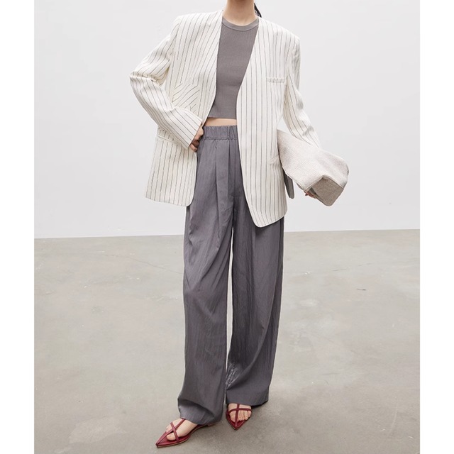 【ウエストゴムフルレングスワイドレッグパンツ】P00819