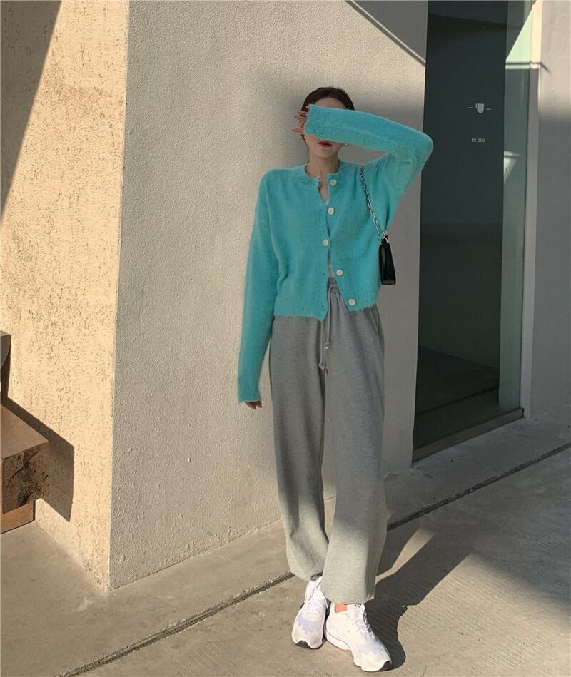 ニットセーター ショートスリムブルートップス スプリングカーディガンジャケット 春物 ブラックストロベリース78839931612