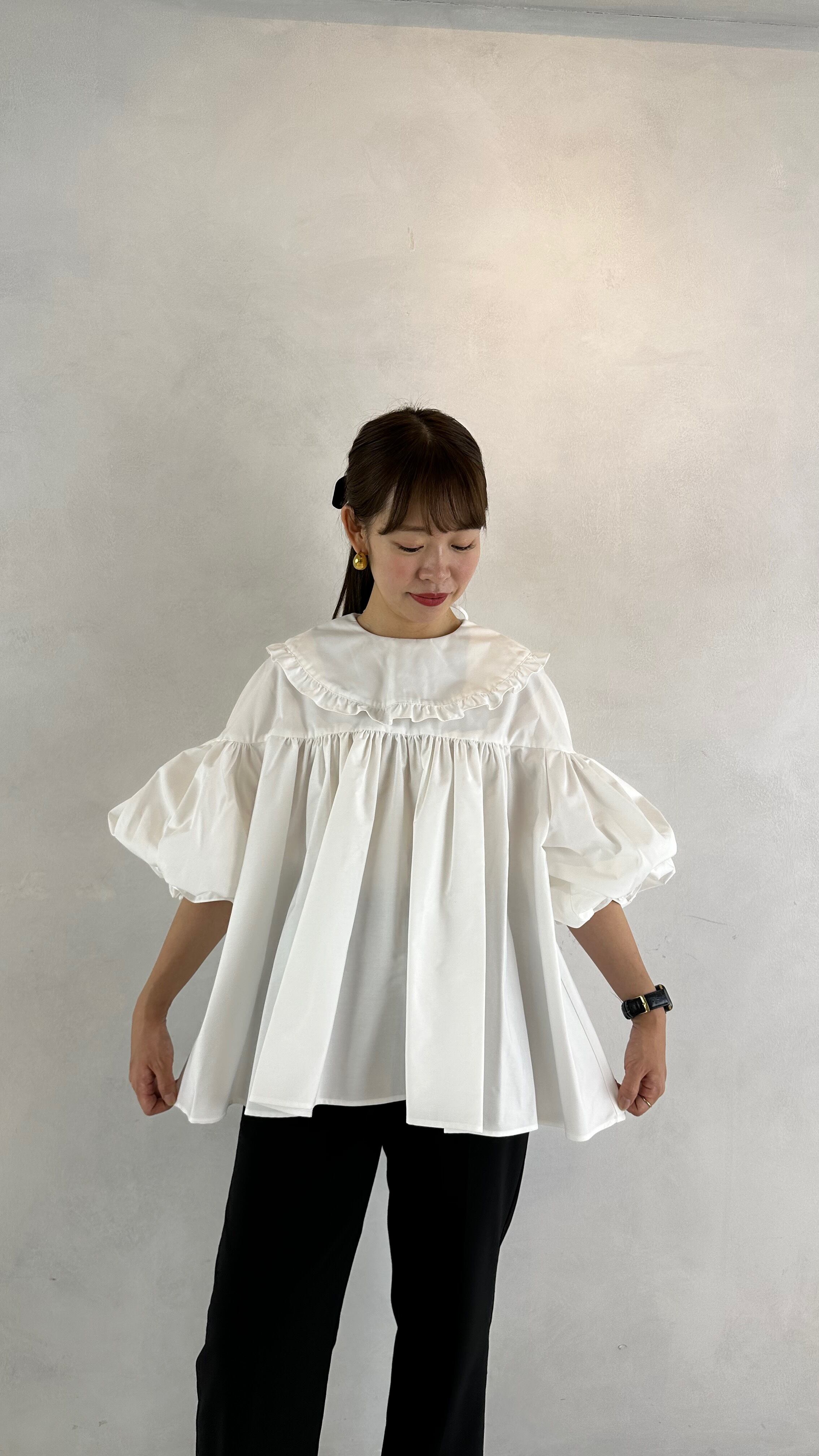 再販】フリルカラーブラウス_ホワイト | YOIHI
