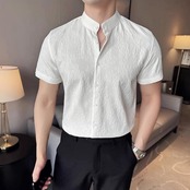 short sleeve stand collar shirt 00307