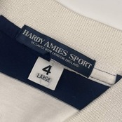 HARDY AMIES SPORT ハーディエイミス ボーダー 長袖 ポロシャツ L/ネイビー×ホワイト メンズ