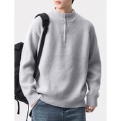 ハーフジップ ワッフル ニット af0382