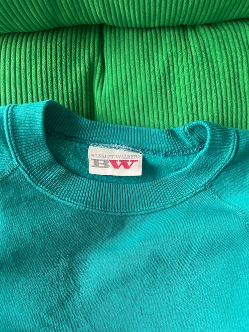 80s-90s BASSETT-WALKER Solid Raglan turquoise