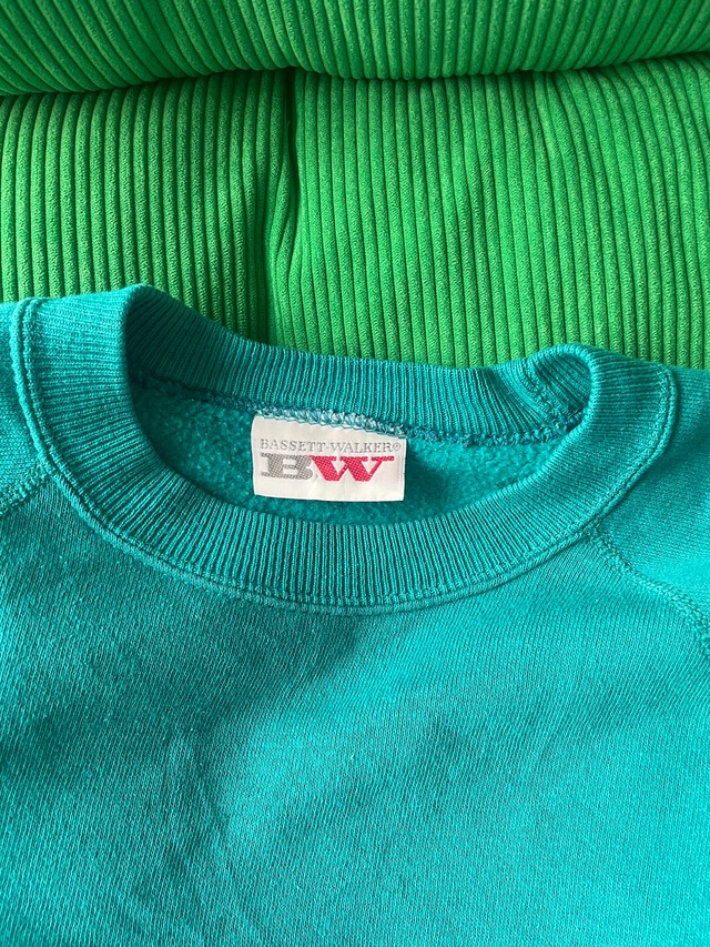80s-90s BASSETT-WALKER Solid Raglan turquoise