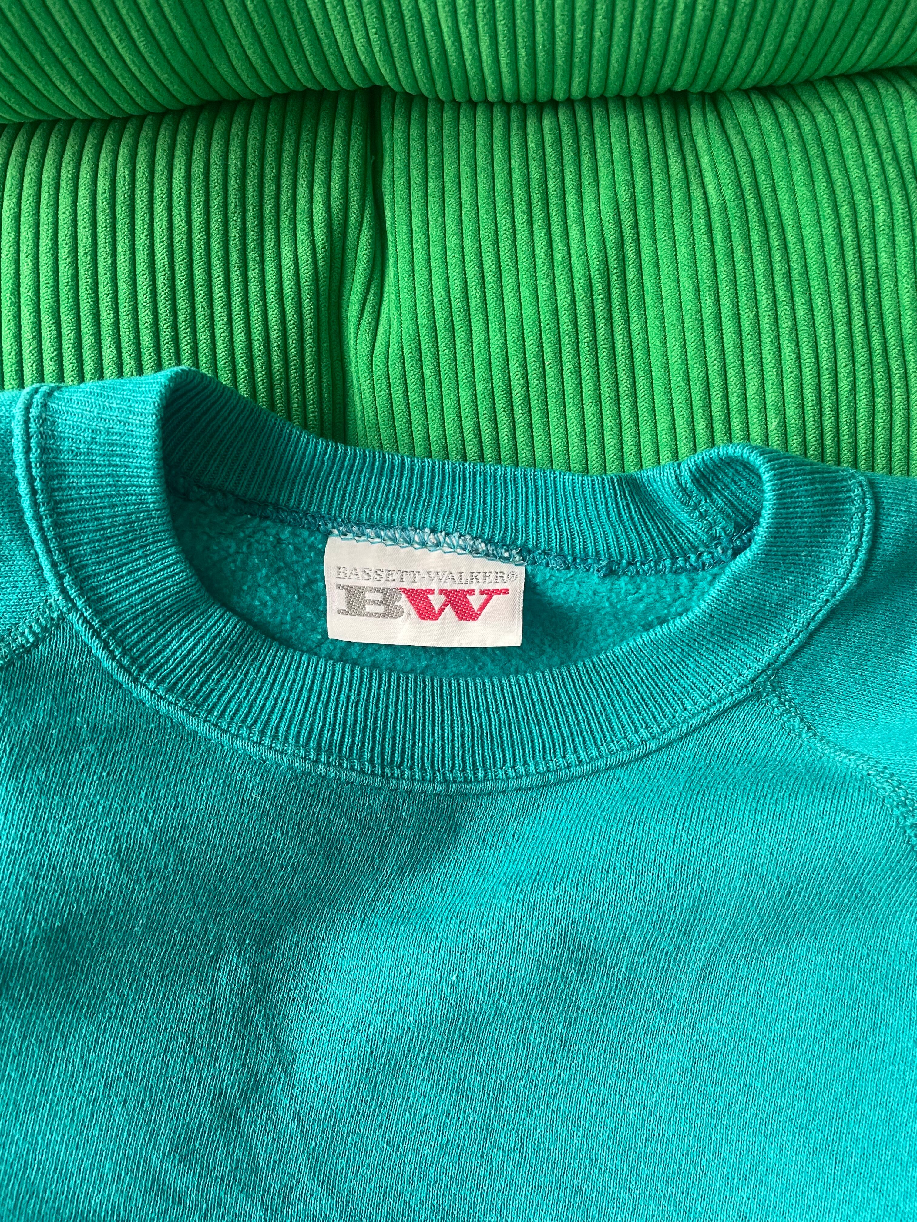 80s-90s BASSETT-WALKER Solid Raglan turquoise