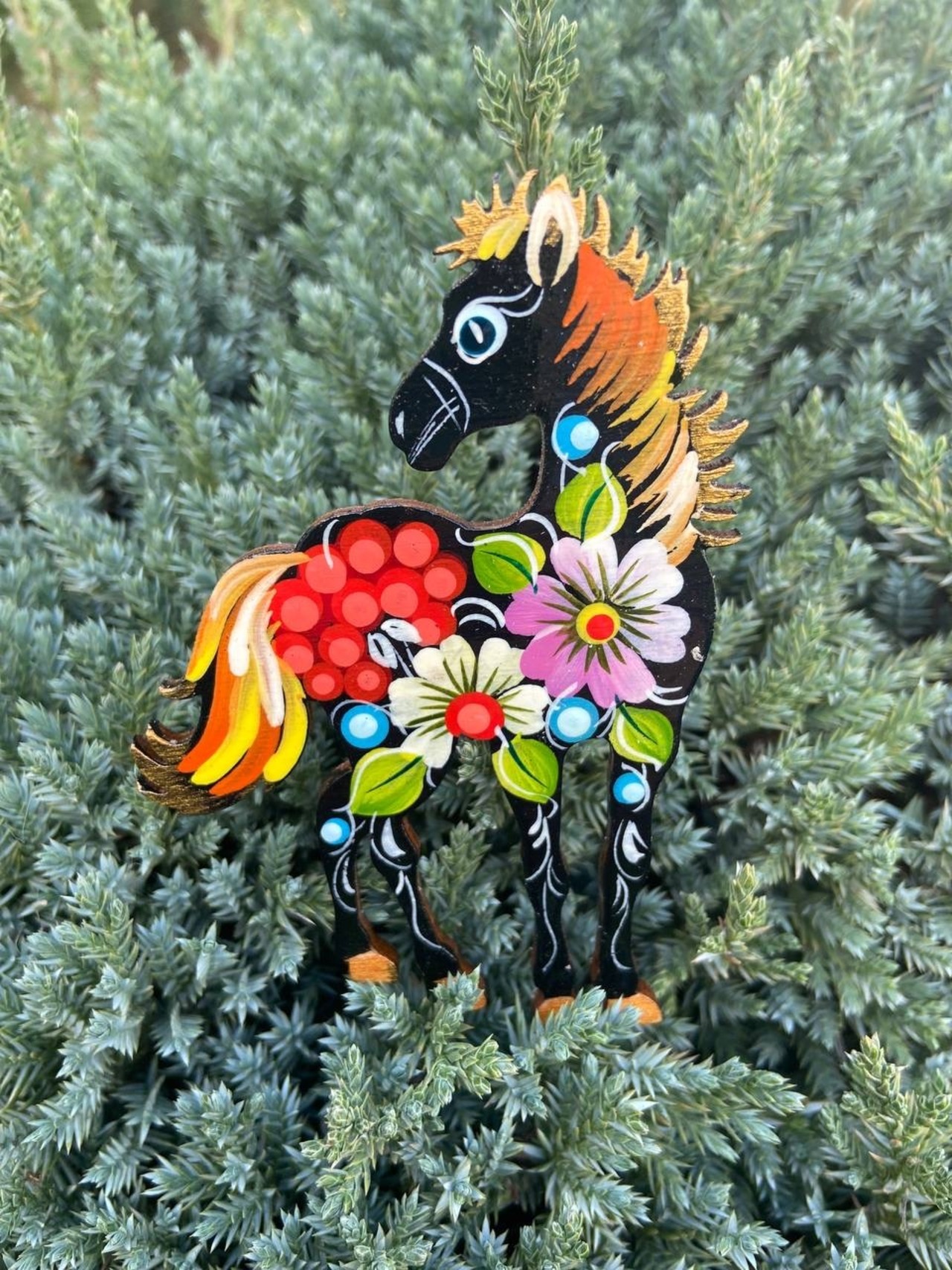 ペトリキフカ塗りのマグネット 2026/午年モデル　馬（Khomenko製作） - 1