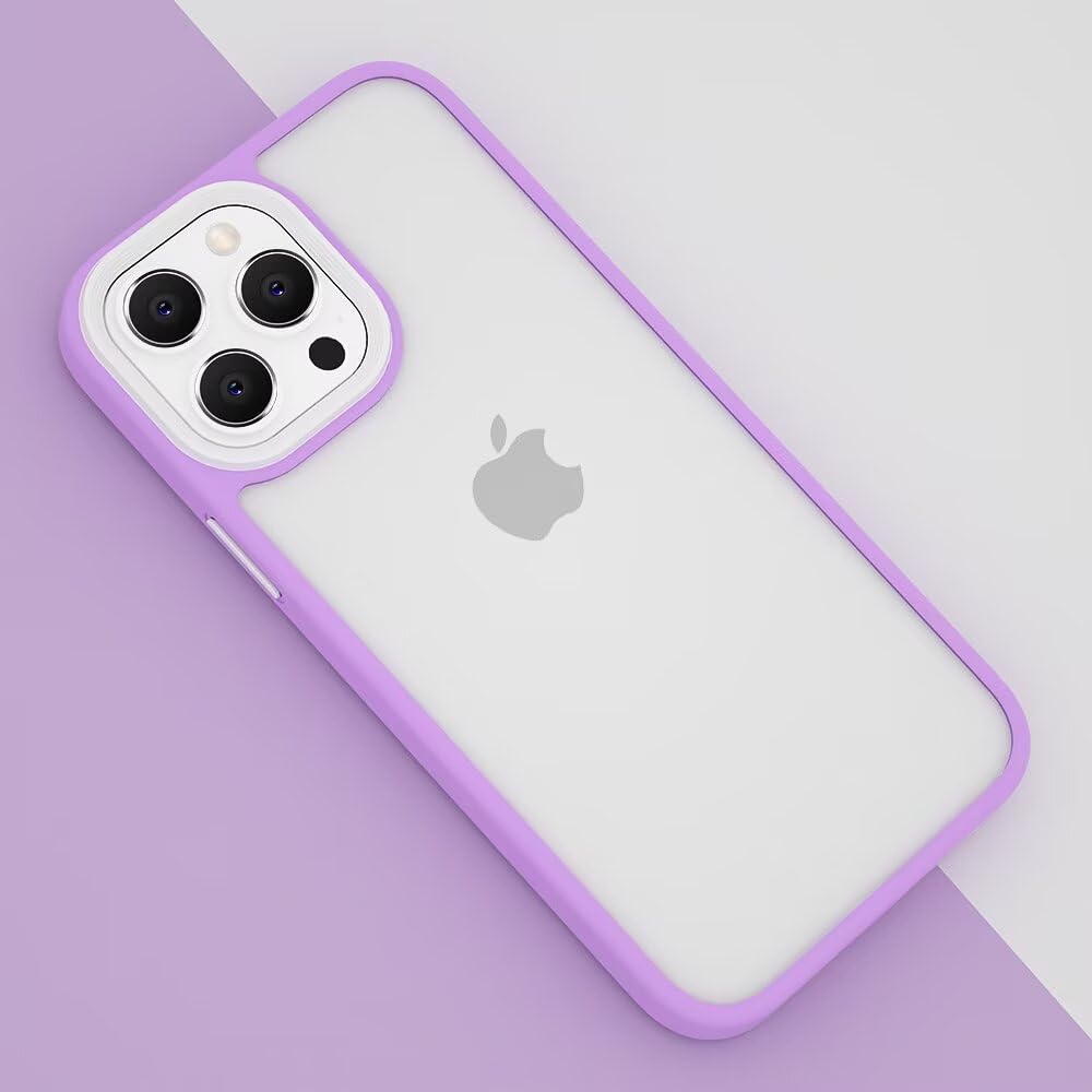 iPhone 16 ケース ストラップホール付き クリア 半透明 iPhone 16 用 カバー レディース アイフォン16 背面ケース ハードケース 配色 薄型 可愛い,パープル