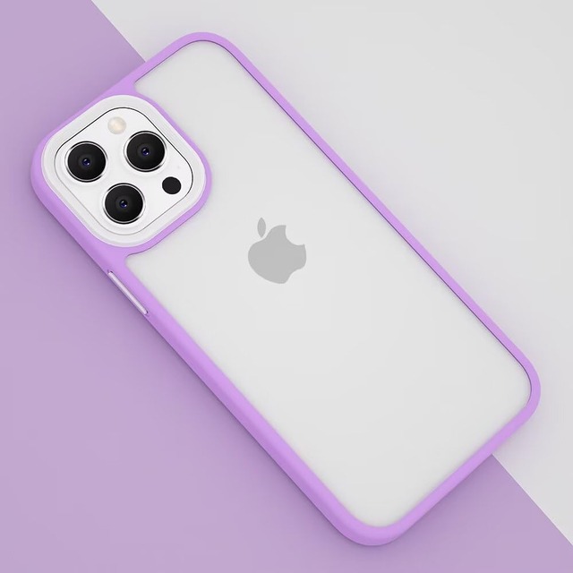iPhone 16 ケース ストラップホール付き クリア 半透明 iPhone 16 用 カバー レディース アイフォン16 背面ケース ハードケース 配色 薄型 可愛い,パープル