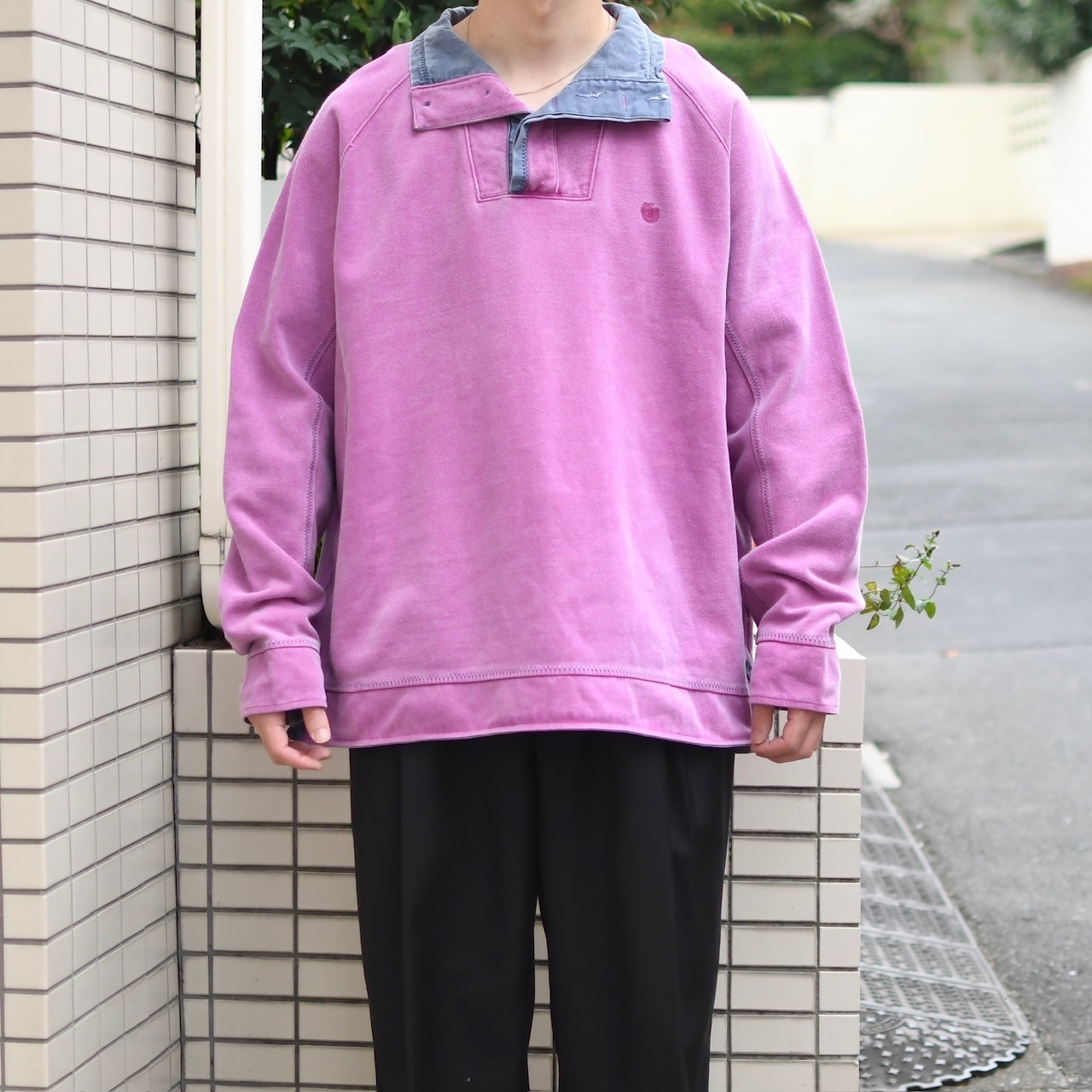 design half button sweat
