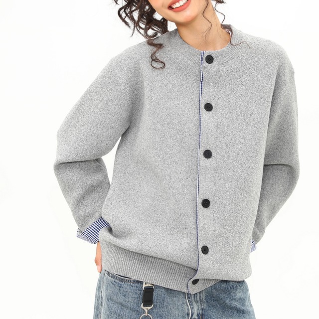 checked point knit cardigan　チェック柄ポイントニットカーディガン　J1541