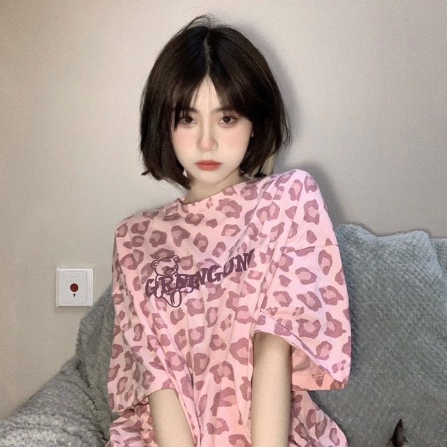 レオパードプリント柄Tシャツ サマールーズスタイルトップス かわいい 夏物 Brother_is_Style53660782307