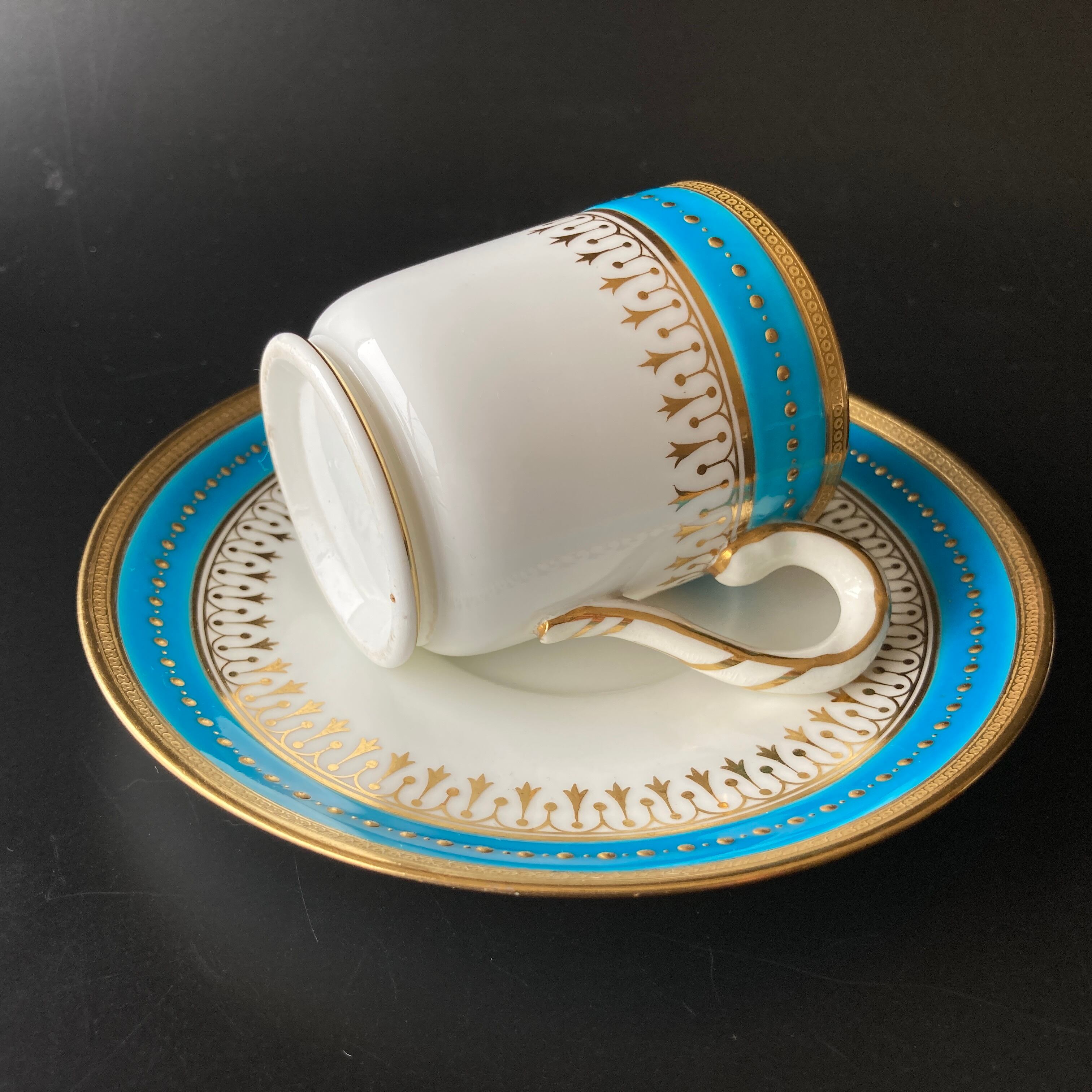 ミントン ターコイズブルー 風景絵図飾皿 金盛 大皿 プレート エナメル