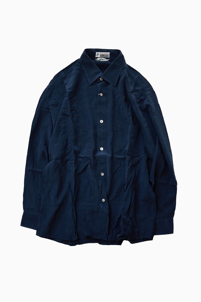 VINTAGE NAVY SILK WORK SHIRT