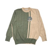 90s Christian Dior Sports クリスチャンディオール 刺繍 ケーブル編み ウール ニット セーター L/バイカラー レディース ゴルフ ビンテージ