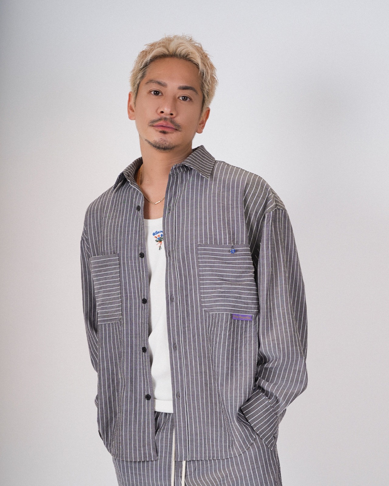 【#Re:room】BOUQUET PRINT STRIPE SHIRTS［RES125］