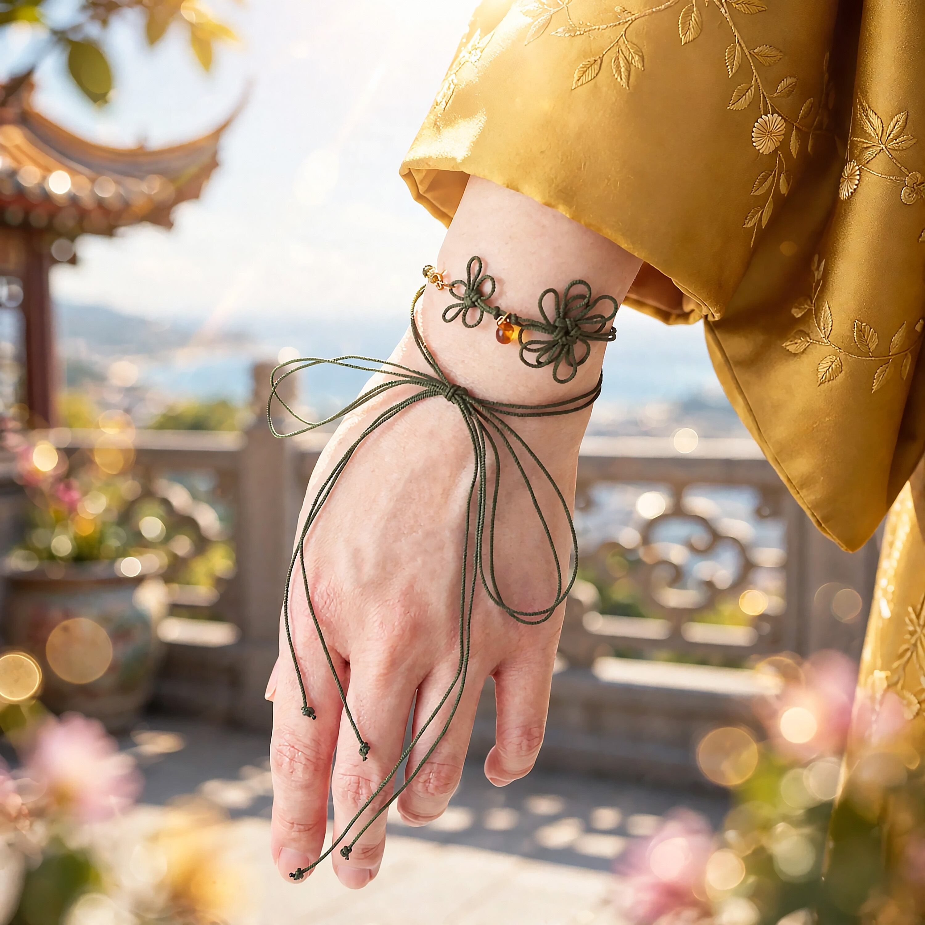 飾り結びブレスレット「君花奏」【軽量】浴衣・着物・フォーマル華やぐ二重巻。