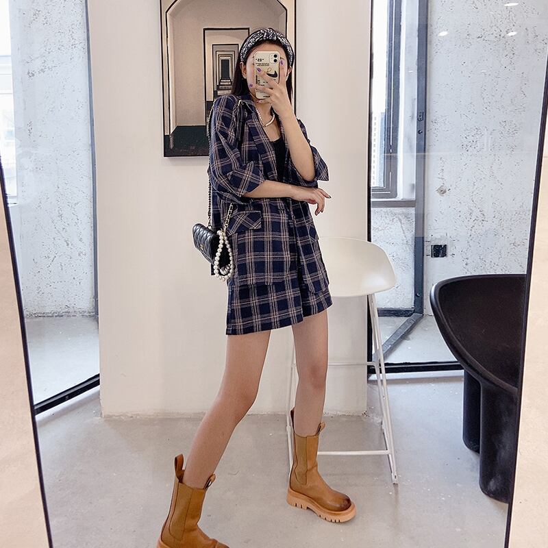 プラスサイズの女性の秋の服2020新しい洋服、年齢削減と痩身スーツ、太った姉妹ショーツ、ツーピーススーツ ミックスインファッション1362101297