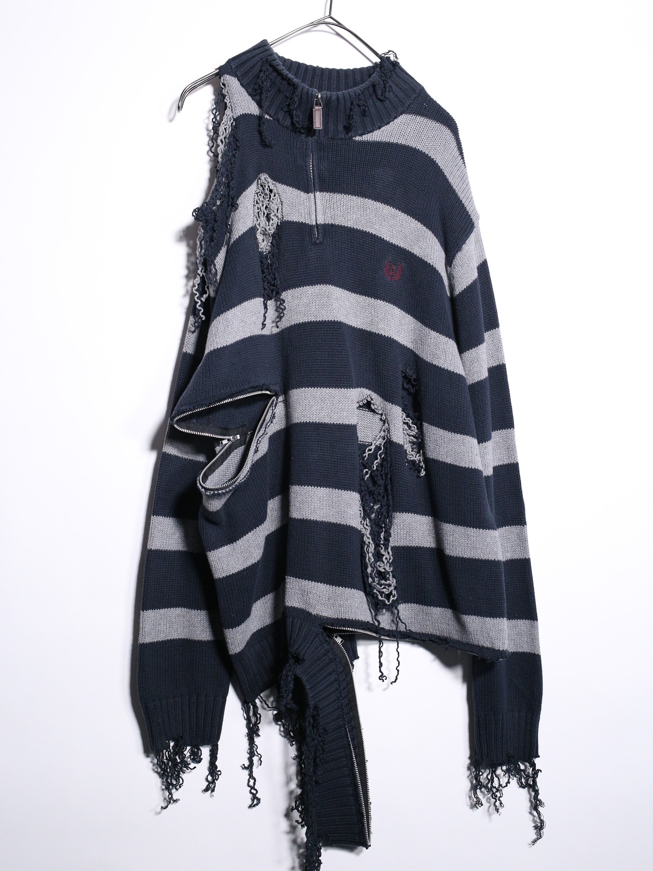 REMAKE / clash bolo × zip  border half zip knit - 13