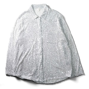 Vintage spangle design shirt "WHITE SILVER"