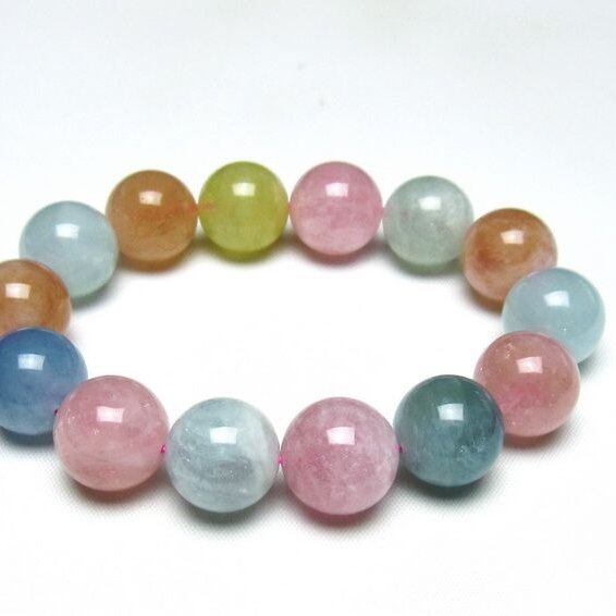 ミックスカラーベリル ブレスレット 15mm 一点物 メール便可 [M便 1/10] 111-48912