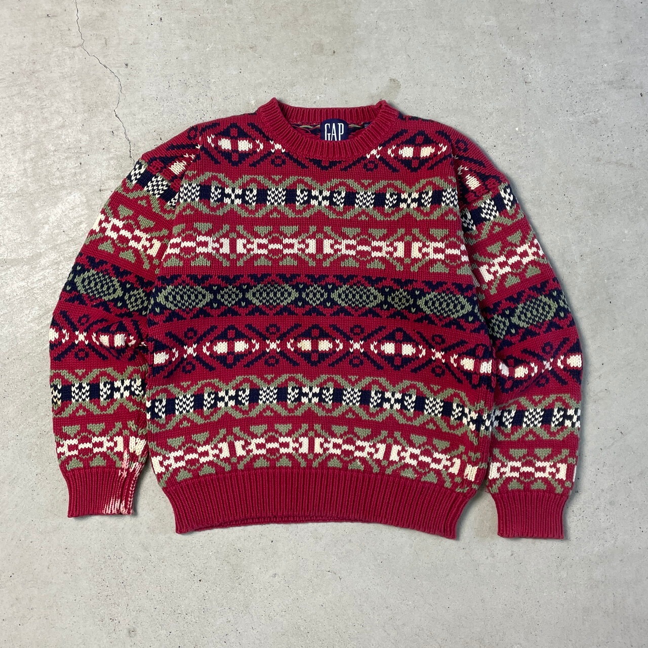 90年代 GAP オールドギャップ 総柄 コットンニットセーター メンズM 