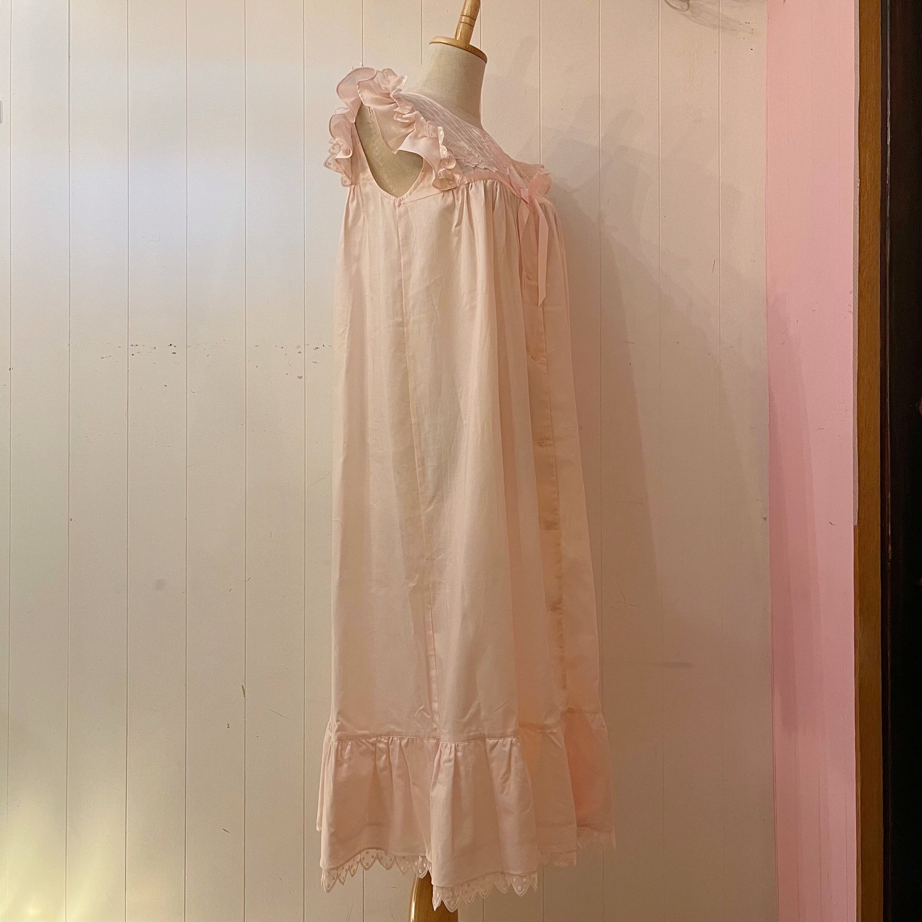 pink frill ribbon sleeve less one-piece