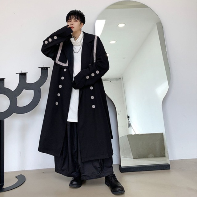 予約販売】ロングコート オーバーサイズ ブラック 黒 モード シック 