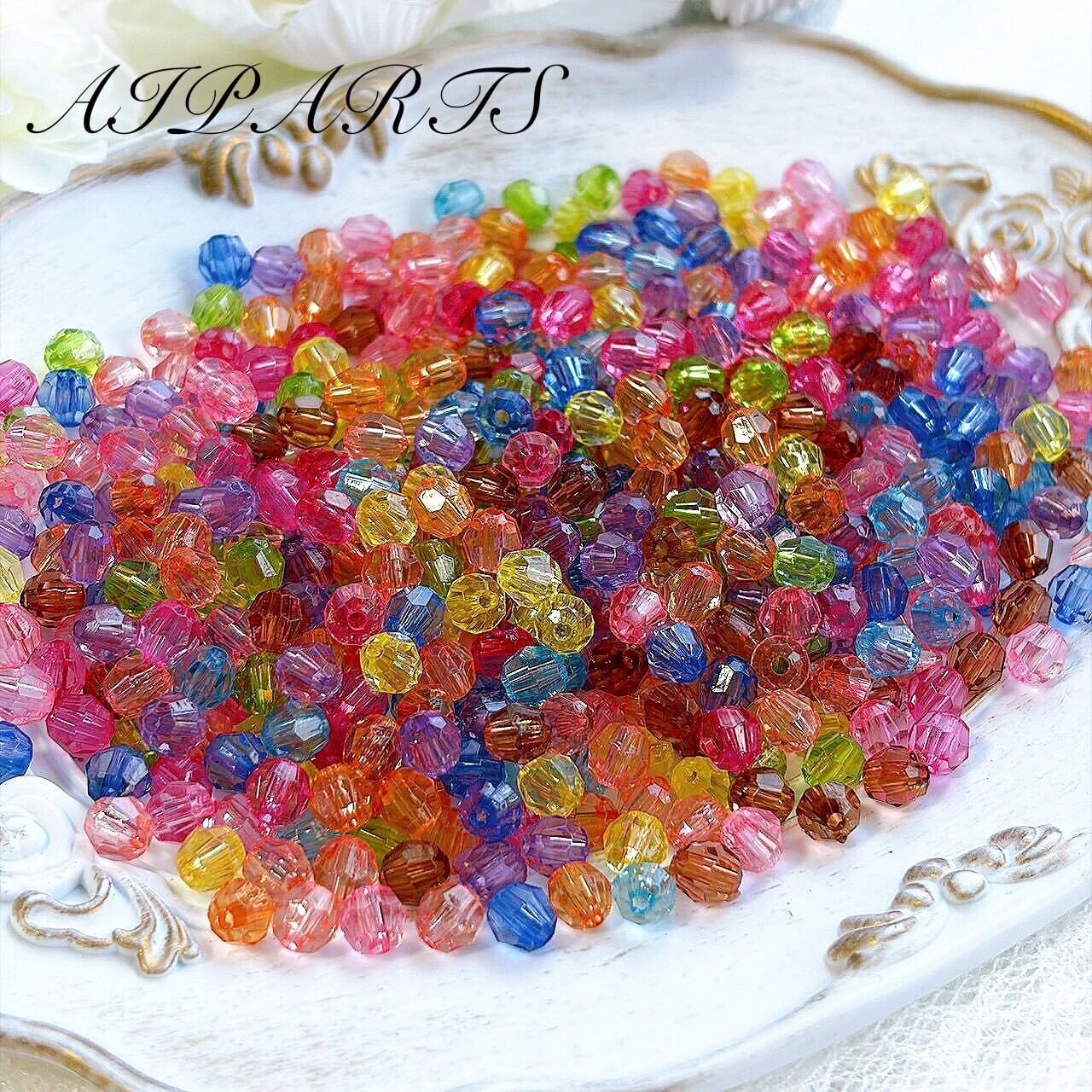 ハンドメイド 素材 アクリルビーズ 6mm 多面カット 多角 ハンドメイド資材 ハンドメイド
