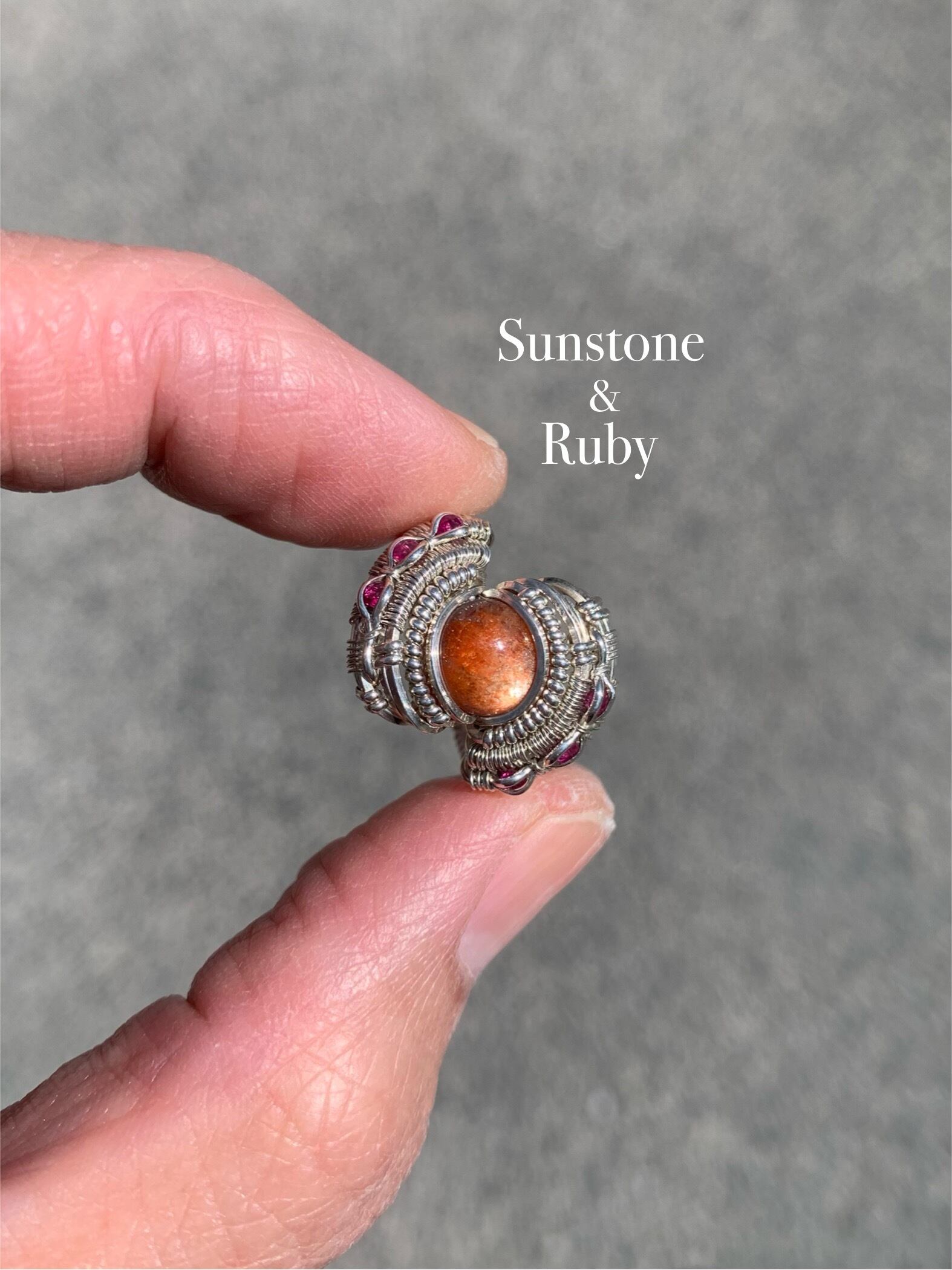 サンストーン&ルビー リング