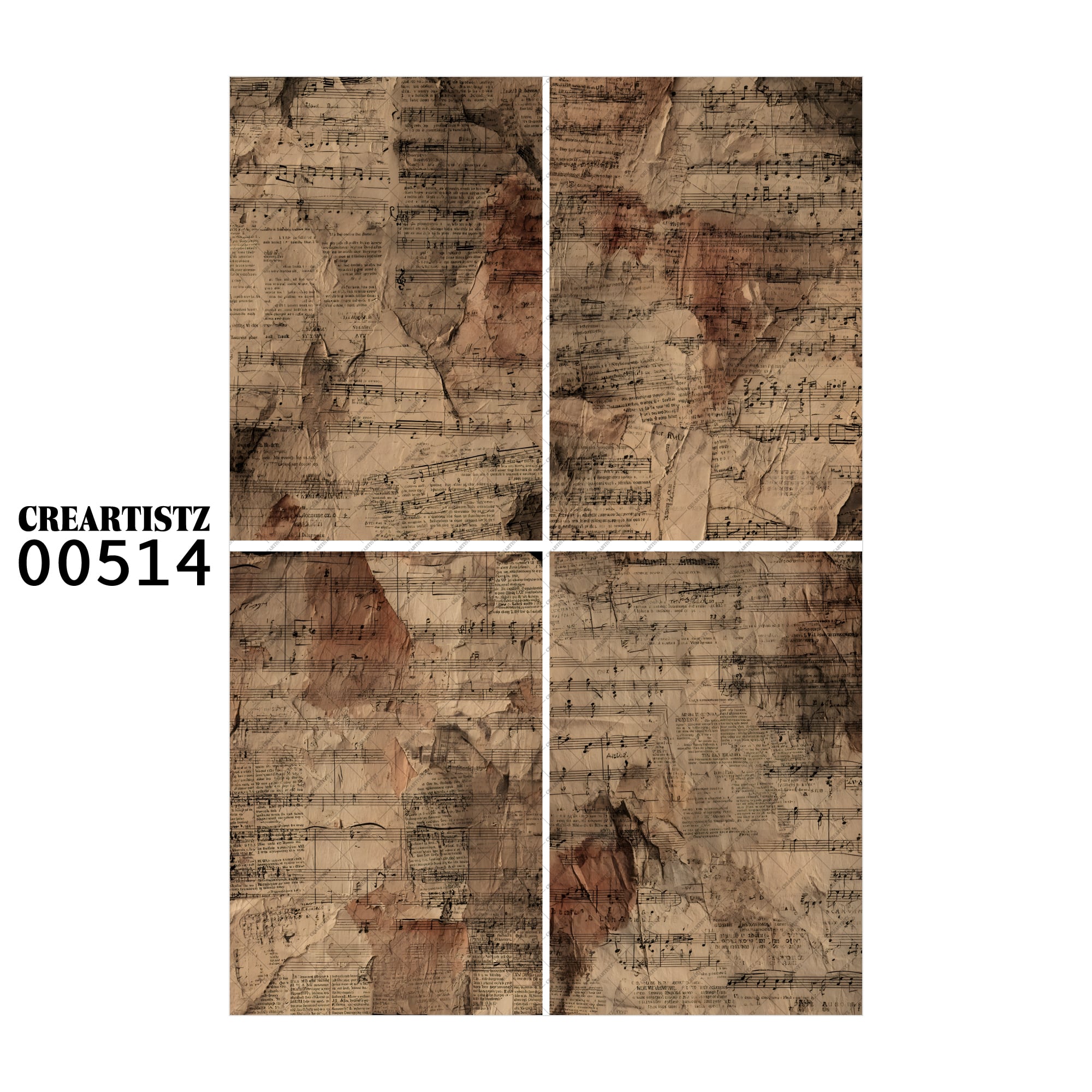 00514 背景 コラージュ素材 オリジナル 12枚セット (4種類×3枚) ペーパー/ステッカー CREARTISTZ