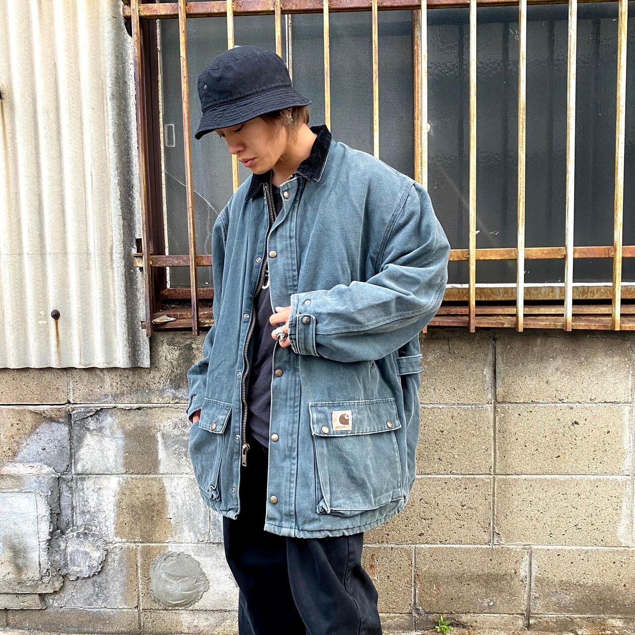 ビッグサイズ 80年代 Usa製 カーハート ワークジャケット メンズ2xl相当 古着 80s ヴィンテージ ビンテージ Carhartt ダック地 カバーオール ブランケットライナー チェックライナー グリーン 緑色 大きいサイズ ワークジャケット Cave 古着屋 公式 古着通販サイト