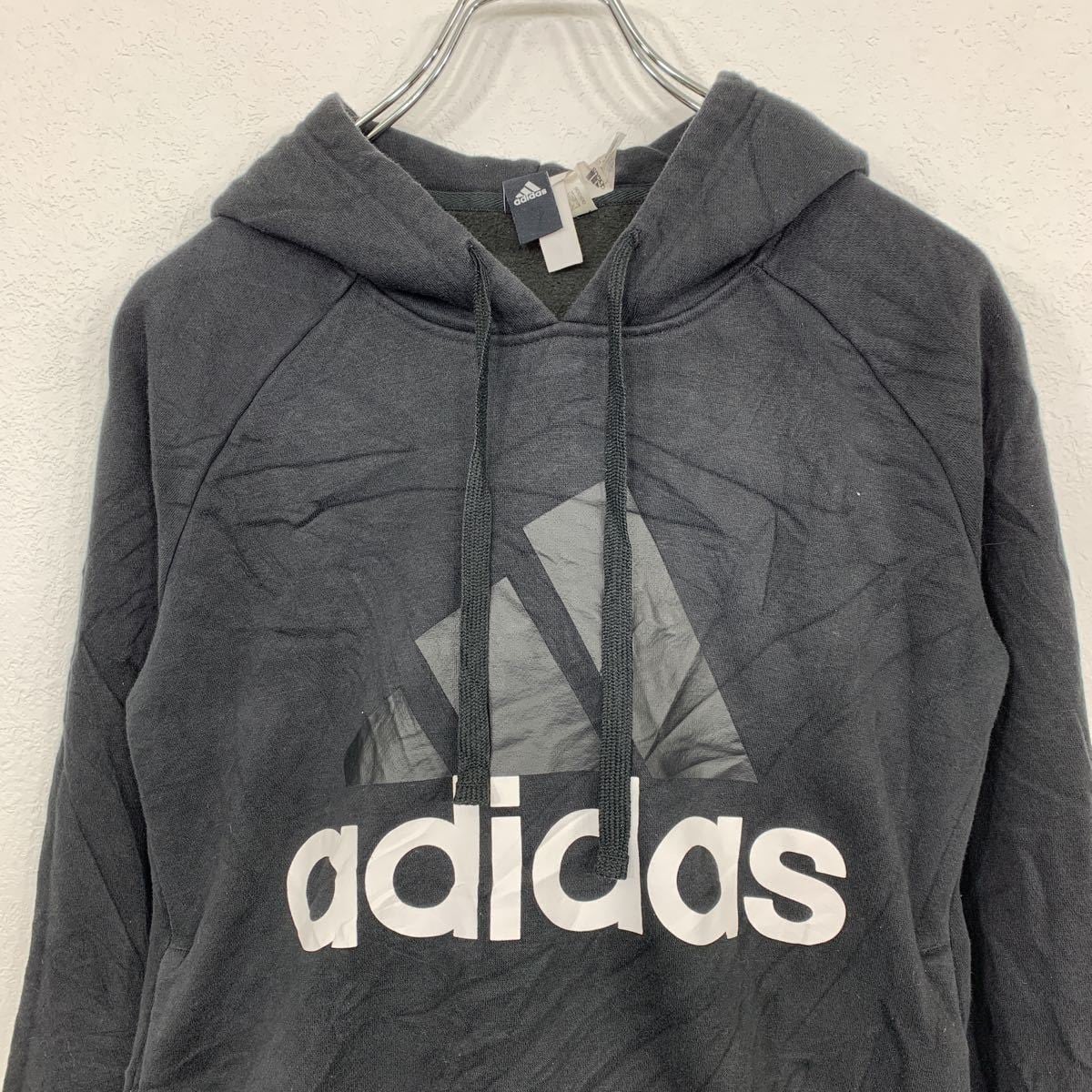 adidas パーカー キッズ XS ブラック アディダス ロゴスウェット ロゴ