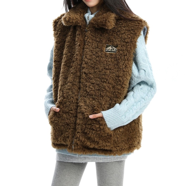 リバーシブルボアウィンドウペンチェックベスト 2col R01294