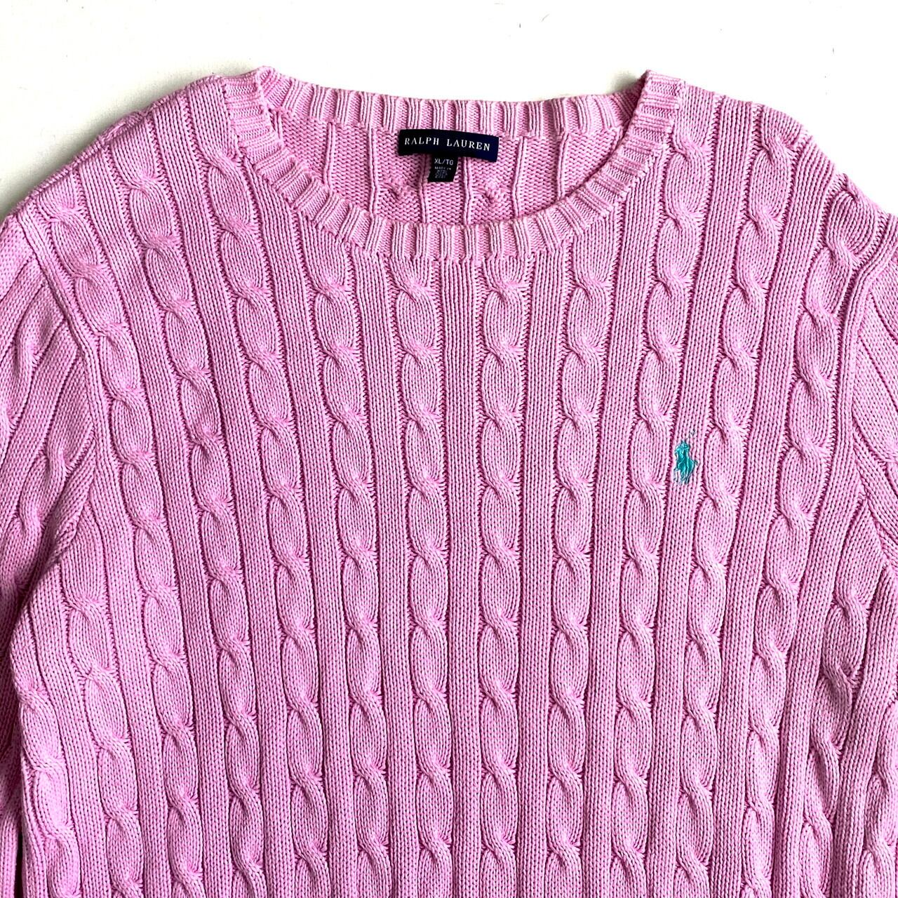 Ralph Lauren ラルフローレン ケーブル編み クルーネック コットン