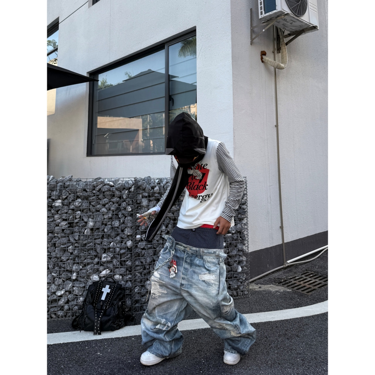ストリート ダブルウエスト 3Dプリント デニムパンツ P454
