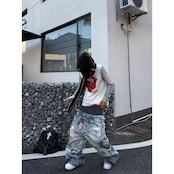 ストリート ダブルウエスト 3Dプリント デニムパンツ P454