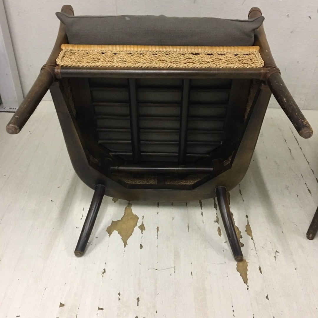 25108 アンティークラタンチェア 2脚セット ラウンジチェア 籐 ◇大阪  