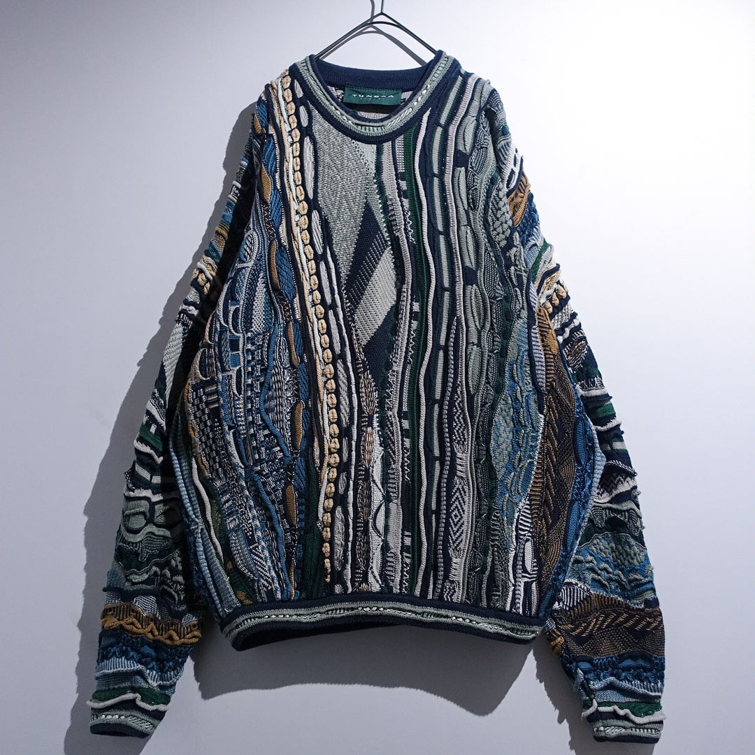 90s "TUNDRA" Multicolor 3D Pattern Design Mercerized Cotton Knit